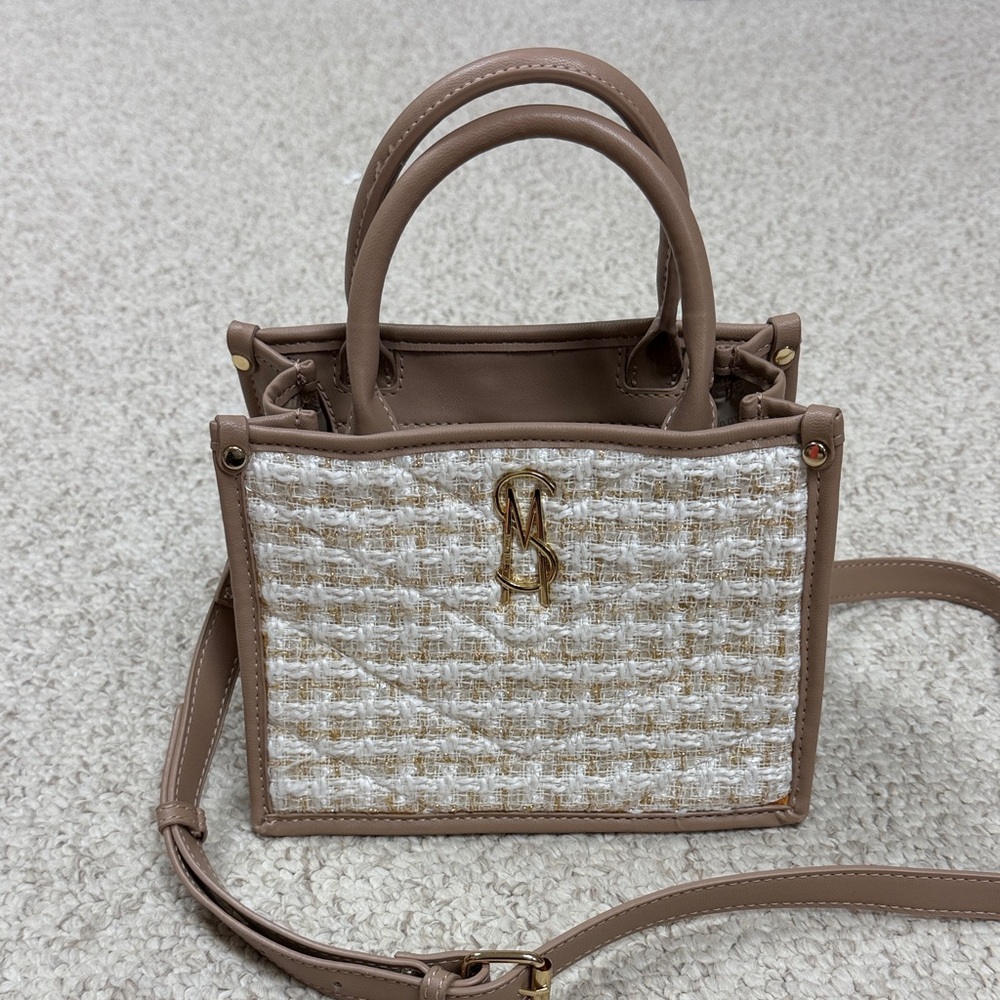 Steve Madden BColson Cream and Taupe Tweed Crossbody Bag